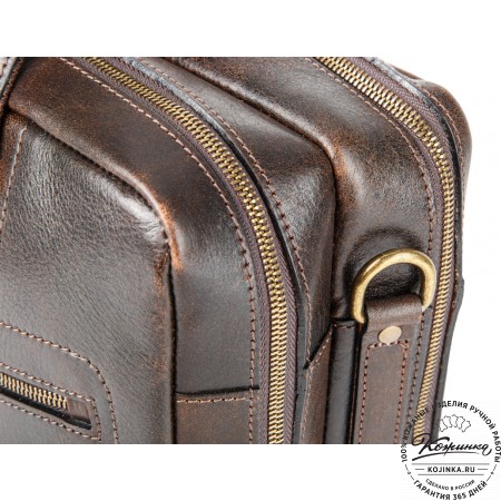 Кожаная мужская сумка-рюкзак "Генри" (коричневый эксклюзив)